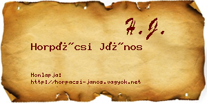 Horpácsi János névjegykártya